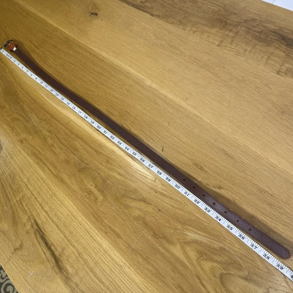 American Eagle Brown Western Leather thin Belt with Aztec design size Medium - Picture 5 of 10